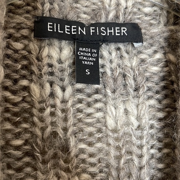 Eileen Fisher Wool Alpaca Blend Chunky Cable Knit Long Oversized Cardigan - Picture 6 of 11